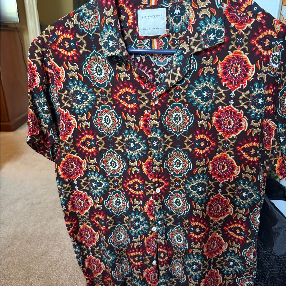 Denim & Flower Camp Collar Shirt